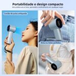 Ventilador de Mão Portatil Recarregavel, Display Digital LED Mini Turbofan, 12 Horas Silencioso Potente, Adequado para Casa, Viagens e Escritório Durante o Verão, Azul - Imagem 3