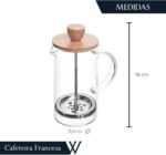WOLFF - Cafeteira Prensa Francesa de Vidro Borossilicato e Tampa de Bambu - Capacidade 600ml - Imagem 3