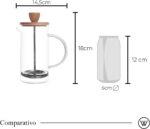 WOLFF - Cafeteira Prensa Francesa de Vidro Borossilicato e Tampa de Bambu - Capacidade 600ml - Imagem 5