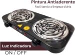 Fogão Elétrico 2 Bocas Cooktop de mesa 127V – Fogareiro Portátil Cooktop de Mesa para Camping, Viagem e Uso Doméstico (Preto) - Imagem 5