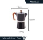 WOLFF - Cafeteira Italiana de Alumínio 6 Doses com Cabo em Plástico Preta Fosca 300ml - Imagem 3