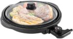 Grill Elétrico Redondo Premium, Preto, Antiaderente, Com Tampa de Vidro, Temperatura Ajustável, Base Coletora de Gordura, Ideal para Grelhar, Fritar e Assar, 127V - Imagem 5