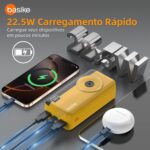 Power Bank 30000mAh, Basike Carregador Portátil 2 Saídas USB-A(até 22.5W) + Tipo-C(até 22.5W) com Cabo, Carregamento Rápido, Led Indicador de Bateria Proteção Inteligente (Amarelo) - Imagem 3