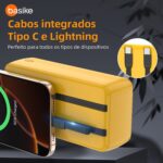 Power Bank 30000mAh, Basike Carregador Portátil 2 Saídas USB-A(até 22.5W) + Tipo-C(até 22.5W) com Cabo, Carregamento Rápido, Led Indicador de Bateria Proteção Inteligente (Amarelo) - Imagem 4