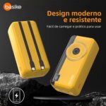 Power Bank 30000mAh, Basike Carregador Portátil 2 Saídas USB-A(até 22.5W) + Tipo-C(até 22.5W) com Cabo, Carregamento Rápido, Led Indicador de Bateria Proteção Inteligente (Amarelo) - Imagem 6