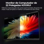 Monitor Koorui 22" FHD 1080p 75Hz Painel VA 99% sRGB Design Slim HDMI/VGA Inclinação Ajustável e VESA Preto 22N1 - Imagem 3