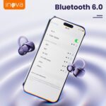 INAVA Fone de Ouvido de Nova Geração,Bluetooth 6.0,50h de Autonomia,À Prova d'Água IPX6,Microfone ENC,Conforto Leve para Esportes,Orelhas Pequenas e Óculos (Roxo) - Imagem 7