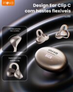 INAVA Versão Aprimorada Fone de Ouvido com Clipe. Ajuste Confortável, Som Claro, 50h, Bluetooth 6.1. para Mulheres, Crianças, Orelhas Pequenas, Esportes e quem usa Óculos (Ouro Rosa) - Imagem 5