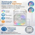 Ventilador Portátil de Mesa Mini Ar Condicionado Umidificador Climatizador Led Água e Gelo 3 Velocidades Led (PRETO) - Imagem 3