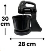 Batedeira Elétrica 220V Com Tigela 2L Mixer Manual Massas Leves Bolo Clara Neve 7 Velocidades Ajustáveis Potente Compacta Preta Confeitaria Batedores Ferro - Imagem 3
