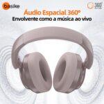 Basike Fone de Ouvido Bluetooth, ANC Cancelamento de Ruído Ativo Headphone Bluetooth 5.4 Headset com Microfone, Certificação Hi-Res Audio, 30 horas reprodução, LE29 (Rosa) - Imagem 4