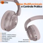 Basike Fone de Ouvido Bluetooth, ANC Cancelamento de Ruído Ativo Headphone Bluetooth 5.4 Headset com Microfone, Certificação Hi-Res Audio, 30 horas reprodução, LE29 (Rosa) - Imagem 5
