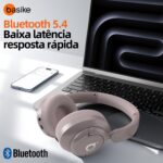 Basike Fone de Ouvido Bluetooth, ANC Cancelamento de Ruído Ativo Headphone Bluetooth 5.4 Headset com Microfone, Certificação Hi-Res Audio, 30 horas reprodução, LE29 (Rosa) - Imagem 6