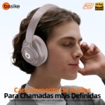 Basike Fone de Ouvido Bluetooth, ANC Cancelamento de Ruído Ativo Headphone Bluetooth 5.4 Headset com Microfone, Certificação Hi-Res Audio, 30 horas reprodução, LE29 (Rosa) - Imagem 8
