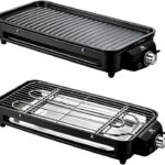 Versátil Churrasqueira Elétrica Portátil LONYAN 220V Ferro Inox 1500W Alta Potência Desmontável Fácil Limpeza Pouca Fumaça Controle de Temperatura Ótimo Para Casa e Acampamento (Preto, 220V)