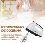 Batedeira Portatil de Mão Elétrica Batedor de Ovos 7 Velocidades Haste Dupla, Batedor de Bolo e Massa para Cozinha, 110V - Imagem 3