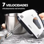 Batedeira Portatil de Mão Elétrica Batedor de Ovos 7 Velocidades Haste Dupla, Batedor de Bolo e Massa para Cozinha, 110V - Imagem 4