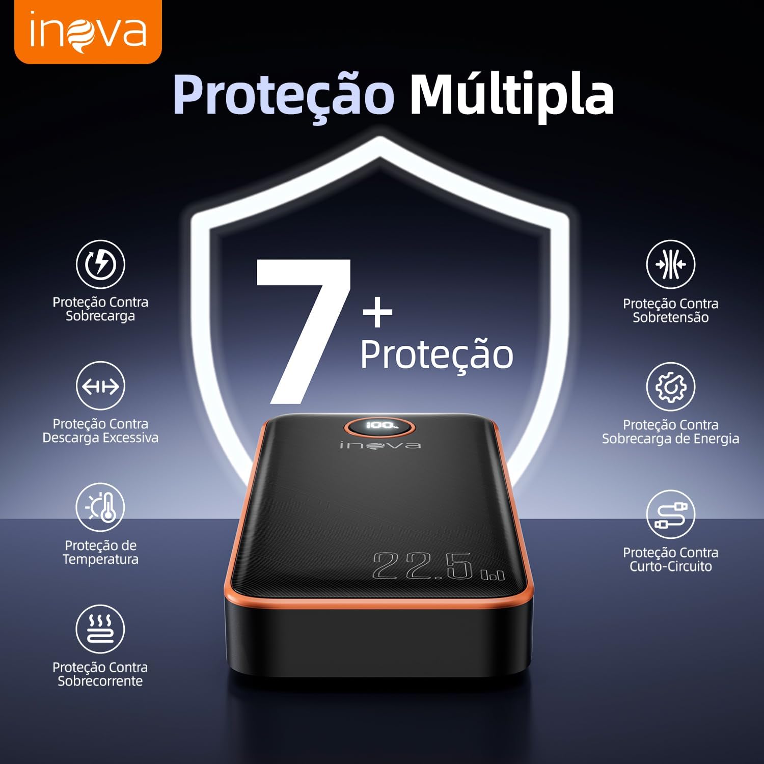 Power Bank Carregador Portátil 20000mAh com Carga Rápida, Led Indicador de Bateria, Bateria Portatil para Dispositivos iOS e Android, USB, Type-C, Preto - Imagem 4