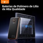 Power Bank Carregador Portátil 20000mAh com Carga Rápida, Led Indicador de Bateria, Bateria Portatil para Dispositivos iOS e Android, USB, Type-C, Preto - Imagem 6
