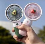 Mini Ventilador Portátil USB Recarregável Design Divertido de Frutas 15x8 cm Base Removível e Cabo USB Incluso Ideal para Casa Escritório e Uso Diário PREMIUM - Imagem 4