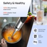 Consciot - Batedeira manual 4 em 1, máx. 1100 W, emulsificante com fio com todo o eixo do misturador feito de aço inoxidável, controle de velocidade do relaxador, para misturar, bater - Imagem 5