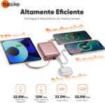 Basike Carregador Portátil, Power Bank 20000mAh com Cabos Integrados, Carregamento Rápido 22.5W(MAX), Compacto, Led Indicador de Bateria para iPhone/Samsung/Huawei/Xiaomi (Rosa) - Imagem 6