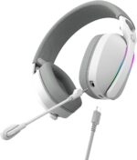 HEADSET GAMER PCYES NOWY WHITE GHOST, USB SURROUND, DRIVER 40MM, RGB, MICROFONE DESTACÁVEL - HGNW40WG - Imagem 5