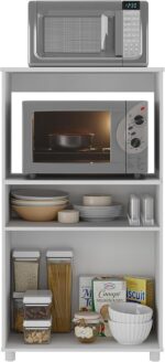 Balcão Multiuso de Cozinha Multimóveis Branco Premium – Para Forno e Micro-ondas, Design Moderno, Espaçoso e Funcional - Imagem 4