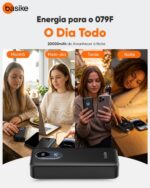 Basike Power Bank 20000mAh, Carregador Portátil com Carregamento Rápido, USB-C (máx. 20W, PD) + USB-A (máx. 22,5W QC), Inclui 2 Cabos Embutidos (USB-C e Lightning), Proteção Múltipla – Preto - Imagem 8