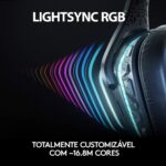 Headset Gamer Sem Fio Logitech G935 7.1 Dolby Surround com RGB LIGHTSYNC, Drivers de Áudio Avançados e Bateria Recarregável para PC, PlayStation, Xbox e Nintendo Switch - Imagem 7