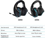 Headset Gamer Sem Fio Logitech G935 7.1 Dolby Surround com RGB LIGHTSYNC, Drivers de Áudio Avançados e Bateria Recarregável para PC, PlayStation, Xbox e Nintendo Switch - Imagem 9