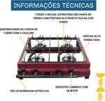 Fogão Industrial 4 Bocas Alta Pressão Lx Roa C/Mangueira - Imagem 5
