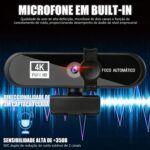 Webcam 4K Full HD com Foco Automático, 8 Megapixels, 2 Microfones com Cancelamento de Ruído, Ângulo de Visão 120°, Anti-Voyeur, com Tripé - Imagem 8