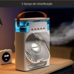 Climatizador e Ventilador 3 em 1, Portátil USB, Preto, LED, Bivolt 110v/220v, Mini Ar Condicionado Portátil, Umidificador Climatizador de Ar Com Tanque de Água Gelo, Purificador Escritório - Imagem 4