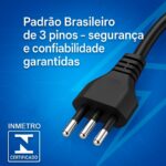 Cabo de Energia Tripolar 1,5 m 3 Pinos Padrão Brasileiro Compatível com PC, Monitor, Impressora, TV e Panela Elétrica Arroz Pressao Projetor Fonte Notebook - Imagem 4