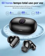 Fones de Ouvido Bluetooth Sem Fio 60 Horas de Reprodução Fones de Ouvido Esportivos IPX5 À Prova D'Água Fones de Ouvido de Graves Profundos para iOS Android, Preto - Imagem 4