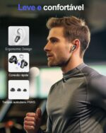 Fones de Ouvido Bluetooth Sem Fio 60 Horas de Reprodução Fones de Ouvido Esportivos IPX5 À Prova D'Água Fones de Ouvido de Graves Profundos para iOS Android, Preto - Imagem 6