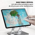 Suporte para Celular e Tablet de Mesa em Aço Carbono – Ajustável, Dobrável, Rotação 360°, Ergonômico e Reforçado para Home Office e Escritório - Imagem 3
