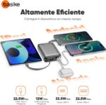 Basike Carregador Portátil, Power Bank 20000mAh com Cabos Integrados, Carregamento Rápido 22.5W(MAX), Compacto, Led Indicador de Bateria para iPhone/Samsung/Huawei/Xiaomi (Cinza) - Imagem 6