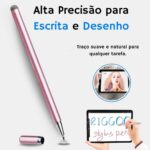 Caneta Stylus Capacitiva 2 em 1 Universal Para Telas Touch Tablets, smartphones e notebooks compatível com Apple, Samsung, Xiaomi, Motorola Sem Bateria, Sem Bluetooth Alta Precisão - Imagem 3