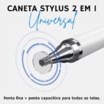 Caneta Stylus Capacitiva 2 em 1 Universal Para Telas Touch Tablets, smartphones e notebooks compatível com Apple, Samsung, Xiaomi, Motorola Sem Bateria, Sem Bluetooth Alta Precisão - Imagem 4