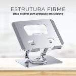 Suporte de Mesa Giratório 360° para Tablet e Celular em Alumínio Premium, ajustável, dobrável e portátil para home office e estudo - Imagem 3
