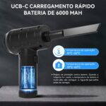 Aspirador de pó sem fio portátil coletor de pó doméstico 2 em 1 soprador de sucção,55000 RPM Espanador de ar comprimido/soprador de ar sem fio - Imagem 5