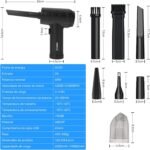 Aspirador de pó sem fio portátil coletor de pó doméstico 2 em 1 soprador de sucção,55000 RPM Espanador de ar comprimido/soprador de ar sem fio - Imagem 6