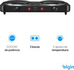 Fogão Elétrico Portátil Cooktop 2 Bocas Elgin - 110V - Imagem 3
