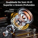 Fones Bluetooth 5.3 sem fio branco, 40h de bateria, USB-C, IPX6 e microfone para Android e iOS - Imagem 4