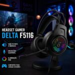 Fone de Ouvido para Computador, Headset Gamer Pro, Iluminação RGB, Microfone Flexível, Entrada P2, LED, Confortável, Premium - Imagem 4