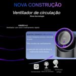 Ventilador de Mesa Recarregável, 100 Velocidades, Motor Turbo Silencioso, Ângulo 180°, Tela LED, Desligamento Automático, Montagem na Parede - Imagem 5