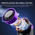 Ventilador de Mesa Recarregável, 100 Velocidades, Motor Turbo Silencioso, Ângulo 180°, Tela LED, Desligamento Automático, Montagem na Parede - Imagem 6