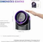 Ventilador de Mesa Recarregável, 100 Velocidades, Motor Turbo Silencioso, Ângulo 180°, Tela LED, Desligamento Automático, Montagem na Parede - Imagem 8